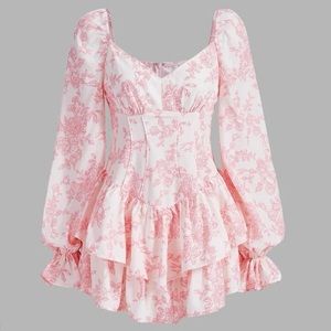 Pink and white floral dress